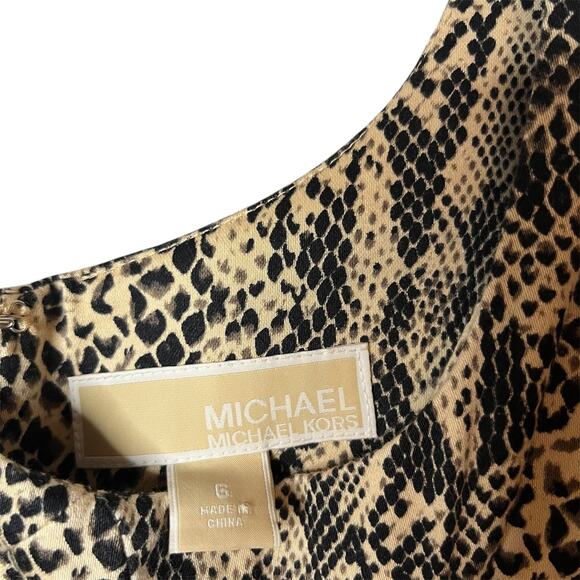 Michael Kors Snakeskin Print Sheath Dress Beige Black Bodycon Cocktail Size 6 - Picture 6 of 14